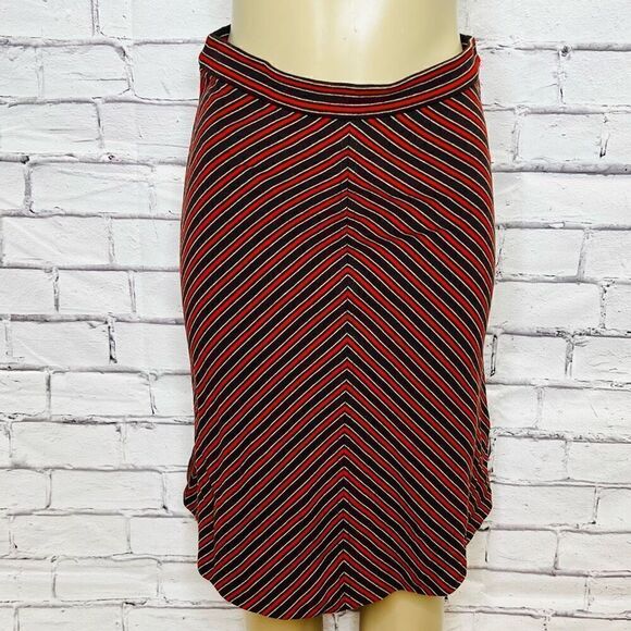 Diane Von Furstenberg Womens Red And Black Striped A-Line Skirt Size 6 - Picture 1 of 5
